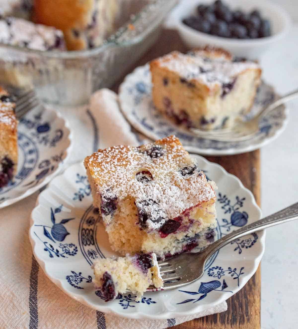 square serving of blueberry cobbler recipe.