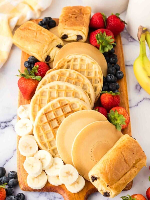 spread of various breakfast items to form a breakfast charcuterie board