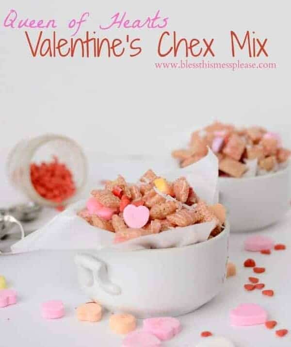 Quick and easy Chex Mix made with conversation hearts, sprinkles and is perfect for Valentine's Day.