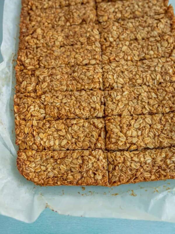 parchment lined board with granola bars