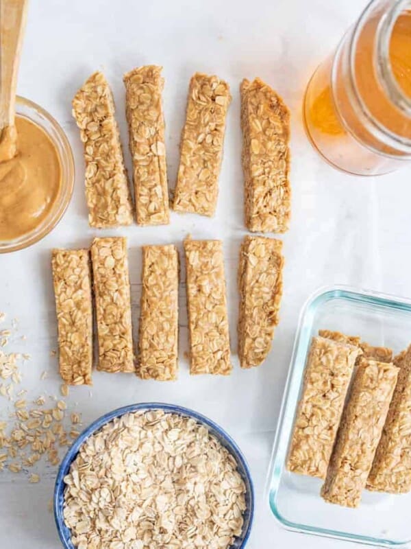 Image of 4 Ingredient Peanut Butter Honey Granola Bars.