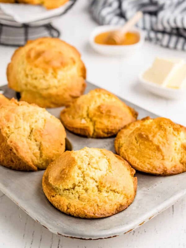 corn muffins in a muffin tin