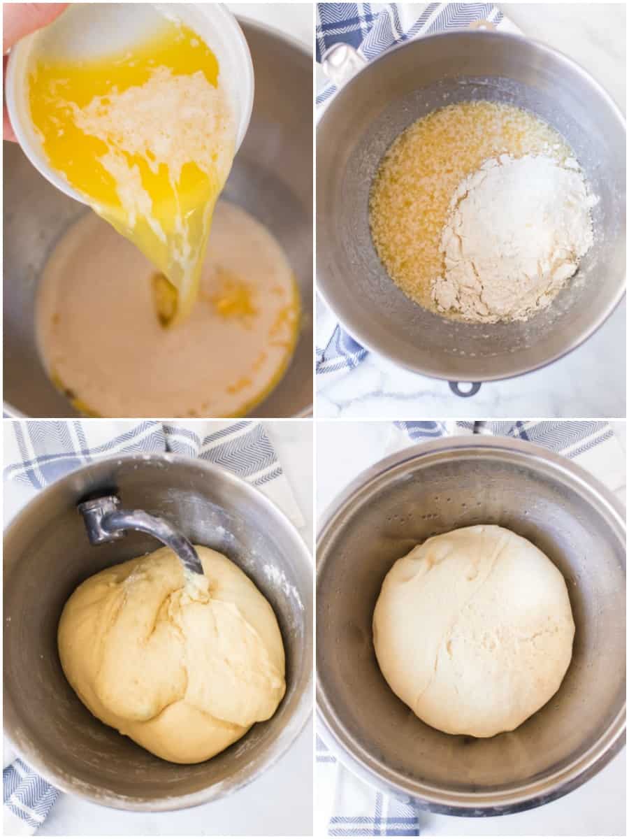 Photos of steps to make homemade glazed donut recipe.