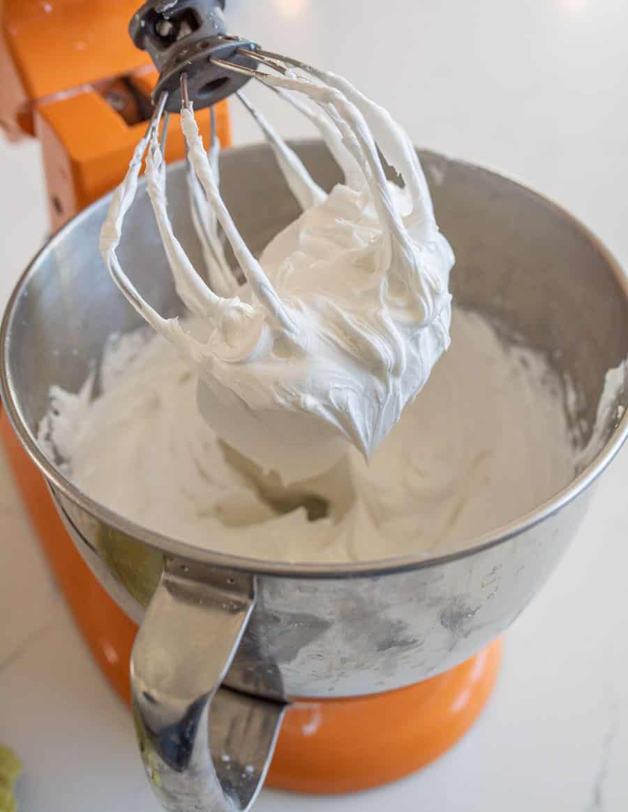 mixing bowl with thick and creamy white icing