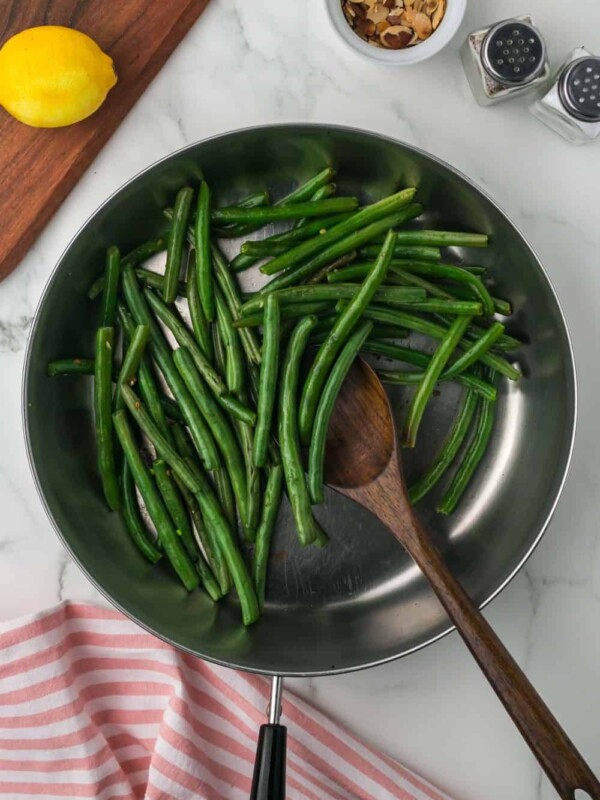 a pan for sautéed green beans