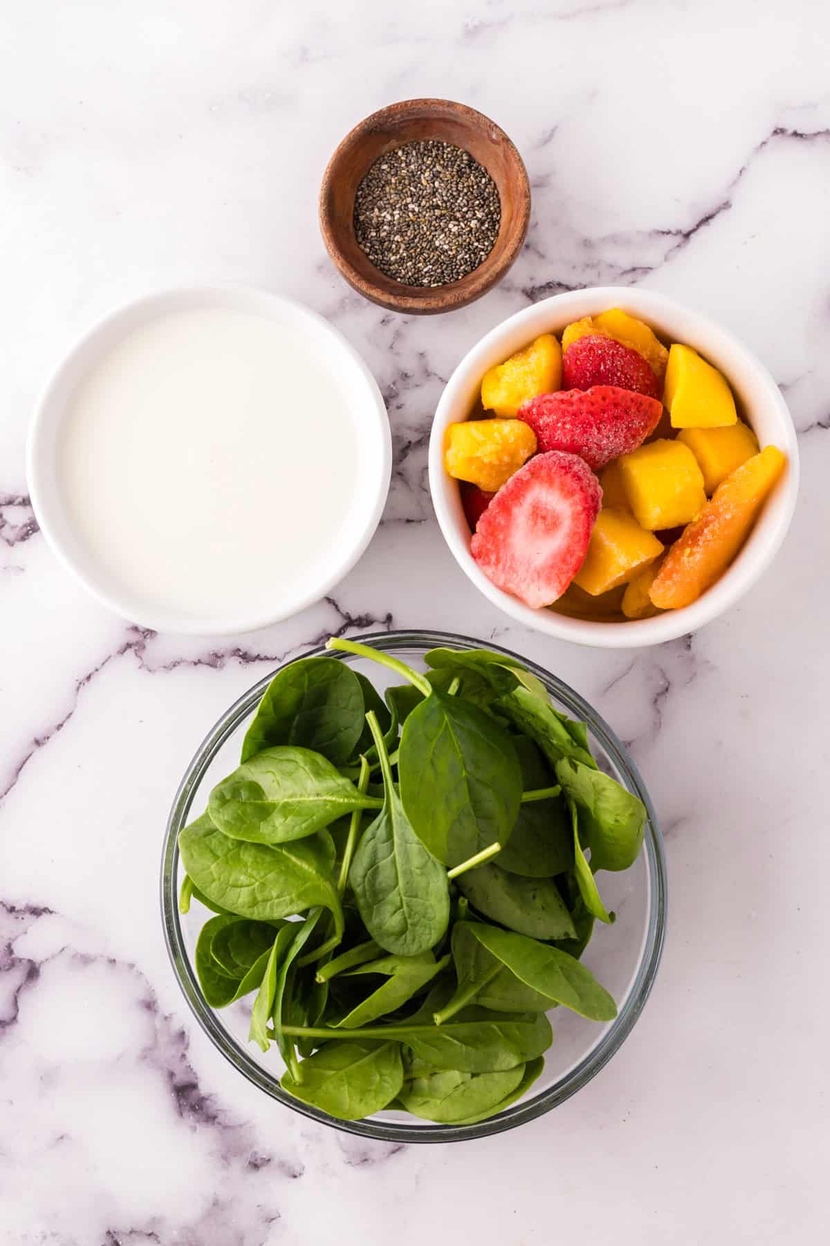 Ingredients for making smoothie bags. 