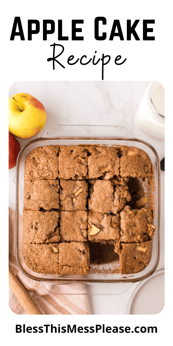 Pinterest pin with text that reads Apple Cake Recipe.