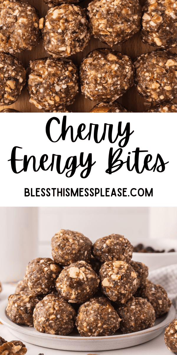 Pinterest pin with text that reads Cherry Energy Bites.